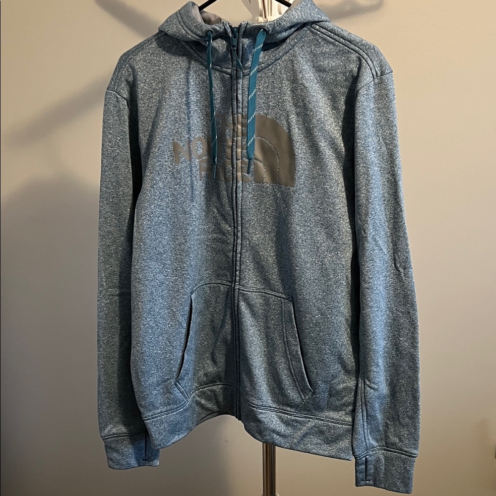 The North Face Men's Heathered Blue Zip-Up Sweater